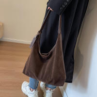 Bolso De Hombro Para Mujer Vintage Con Capa Mate Gran Capacidad Color Sólido Estilo Casual Retro Para Otoño Bolsa De Comercio - details 14