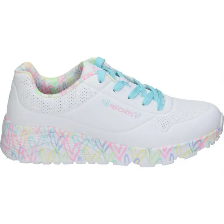 SKECHERS | Zapatillas Skechers Uno Lite Lovely Luv para Mujer – Deportivas en Color Blanco con Detalles – Sneakers con Cordones – Estilo Casual – Cómodas y Versátiles – Modelo 314976L-WPTQ - 1
