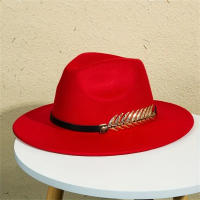 Sombrero De Vaquero Occidental Para Mujeres Con Borde Plano Y Cinturón Fedora De Jazz Color Sólido Clásico Para Hombres Y Mujeres En Todas Las Estaciones - details 10