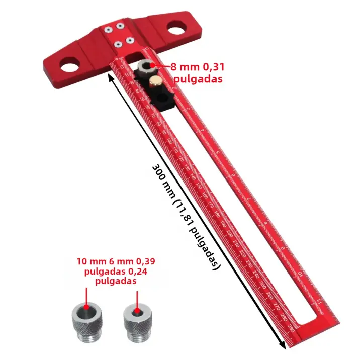 Regla De Posicionamiento De Perforación 2 En 1 FNICEL Aleación De Aluminio Juego Versátil De Perforación Con Cubiertas De Taladro W-6/8/10mm Y Bloque De Actividad - 1