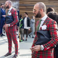 Traje Británico De Encaje Para Hombre Slim Fit Conjunto De Dos Piezas (Chaleco+Pantalones) Tuxedo Formal Para Boda Y Baile De Promoción - details 1