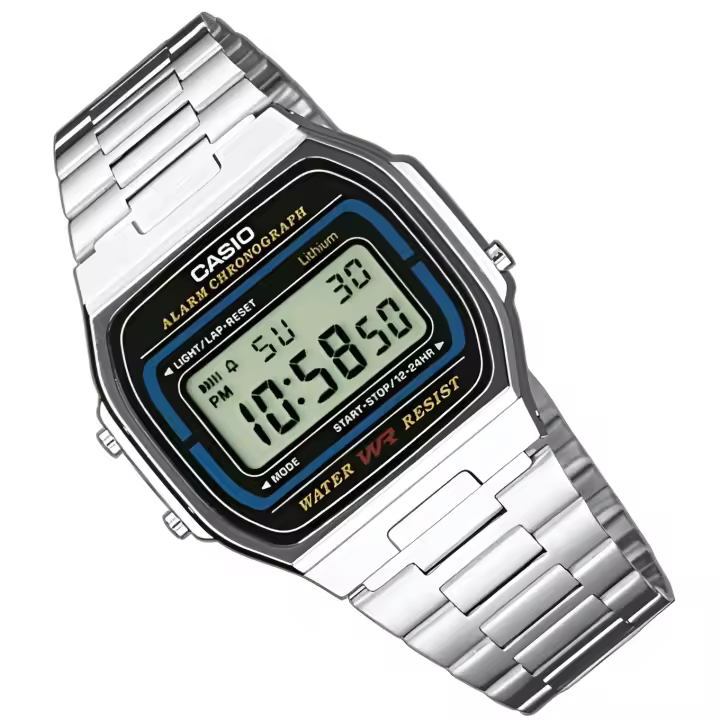 RELOJ CASIO RETRO CLASSIC COLLECTION PLATEADO A164WA-1V UNISEX 7 AÑOS BATERÍA LUZ UNISEX - 1