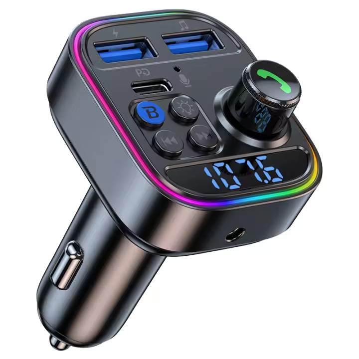 Reproductor de mp3 para coche, disco USB sin pérdida de graves, agudos y graves bajos, PD30W, carga rápida, transmisor FM Bluetooth para coche, AUX - 1