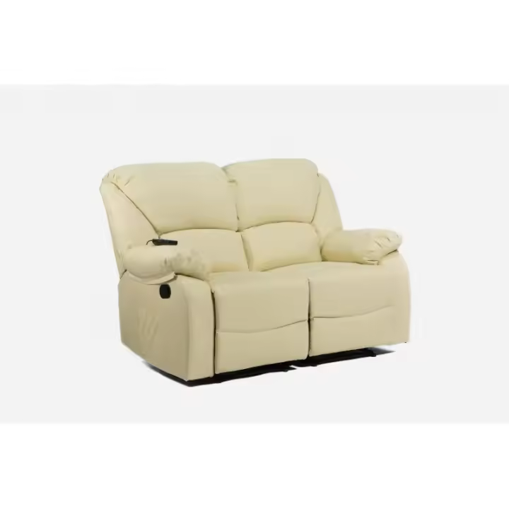 ECODE Sofá Canapé de 2 plazas reclinable con Masaje de Ondas Vibraciones, Calor Lumbar, Piel sintética ECO-8590/2 (Beige) ECO-DE - 1