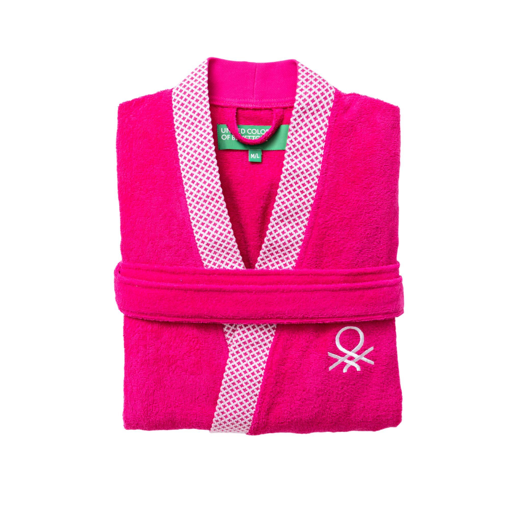 Albornoz m/l 380gsm 100%algodón con ribete jacquard azul summer Benetton