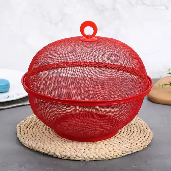 Frutero de Mesa Rejilla con Tapa Metal Redondo Para Conservar Frutas Frescas - 1