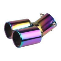 Puntas De Escape De Acero Inoxidable Para Coche Universal Modelo Doble Con Tubo De Eje Azul Accesorios De Muffler - details 12