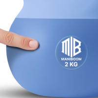 ManiBoom Pesas Rusas PVC SUAVE 2 kilos 3kg 4kg 5kg 6kg 8kg 10kg 12kg - Pesa Rusa Kettlebell Relleno de Arena de Hierro INSONORIZADO con Agarre Grueso ANTIDESLIZANTE - Protege el Suelo - details 2