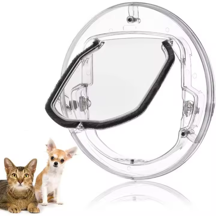 Pet Cat Flap Puerta Para Perros Y Gatos With 4 Formas de Bloqueo Redondo, Blanco Y Transparente Al Avar - 1