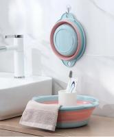 Cuenco Plegable Portátil Para Lavado De Rostro Y Lavandería Durable Y Espaciosa En Viajes Color Azul Rosa Verde Tamaño 32cm - details 1