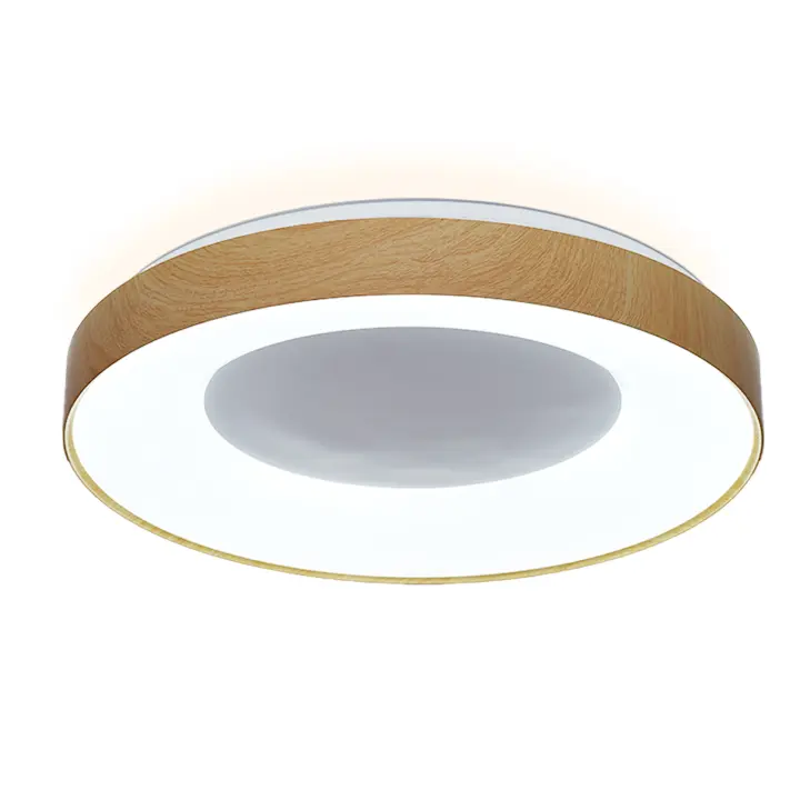 Alpinaluz Plafón LED Circular 40W   Ø50 cm – CCT 3000K / 4000K / 6000K – Luz Seleccionable por un Seleector integrado– IP20 – Efecto Madera de Policarbonado - 1