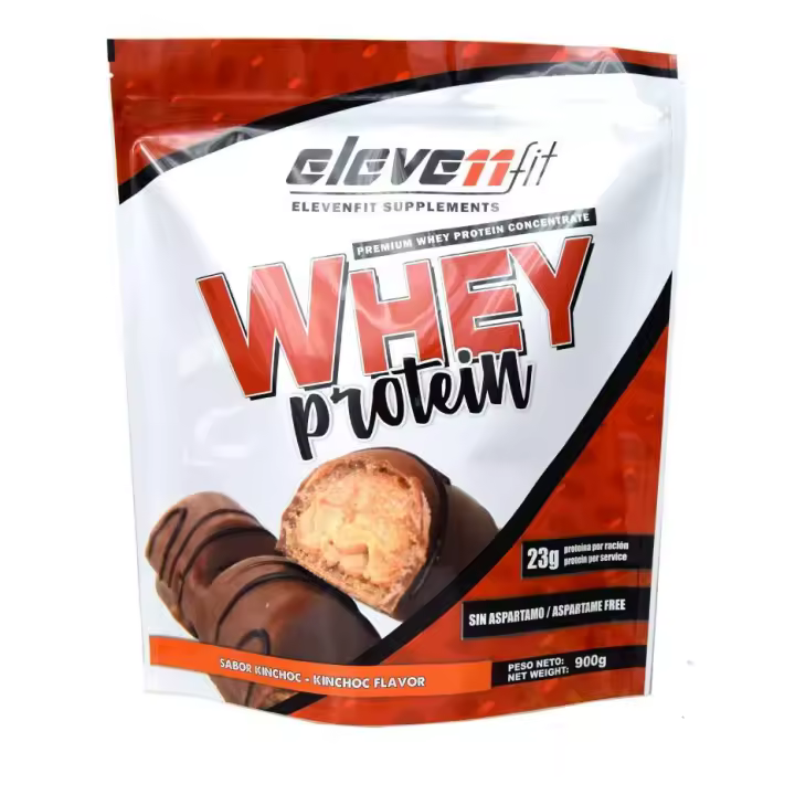Eleven Fit Proteina Whey Pro, Concentrado de Suero / Aumenta Masa Muscular / BCAA's y Antioxidantes / Refuerza Huesos y Defensas / Bajo en Grasas y Carbohidratos, Sabor Kinchoc, 900GR - 1