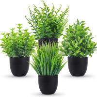 Pack De 4 Plantas Artificiales Pequeñas Para Baño Y Oficina Decoración De Escritorio En Interiores Material PVC Estilo BONSAI - details 0