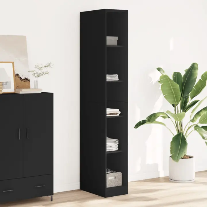 vidaXL Armario de madera de ingeniería negro 30x50x200 cm - 1