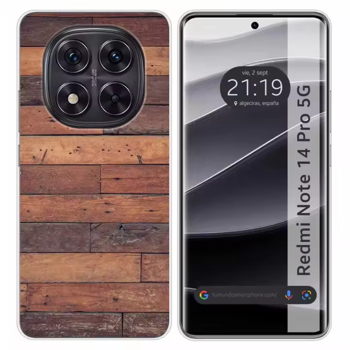 Tumundosmartphone Funda Silicona para Xiaomi Redmi Note 14 Pro 5G diseño Madera 03 Dibujos - 1