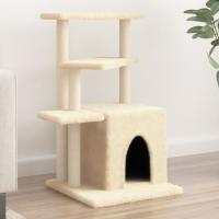 vidaXL Rascador para Gatos con Postes de Sisal Torre Gatitos 83,5 cm Color Crema,  Gris claro,  Gris oscuro y mas - details 0