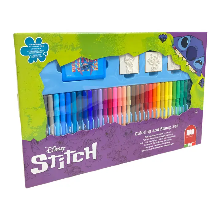 Stitch Disney - Set de Sellos y Rotuladores - Marca Multiprint - Ref 57134 - Dibujo y pintura - Edad +3 Años - 1