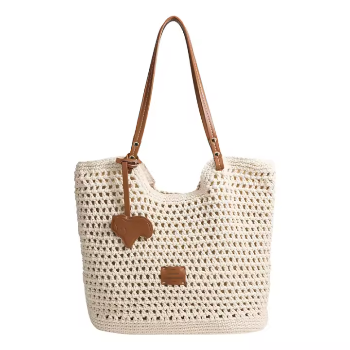 MOV-Bolso de paja tejido a mano de gran capacidad para mujer, nuevo bolso de hombro para vacaciones en la playa, bolso de mano para uso diario - 1