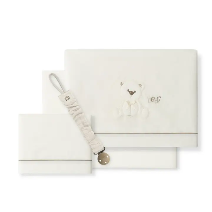 Sábanas Cuna Bebé Algodón 100 % Oso lazo + Regalo Chupetero Interbaby - 1