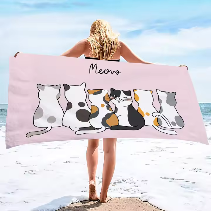 Toalla De Baño Digital Impreso De Gato Rosa Dulce 160x80cm Aumentada Y Suave Toalla De Playa Gruesa Y Cómoda Para El Inodoro - 1