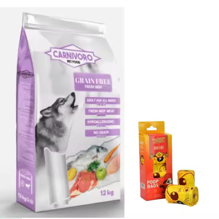 Carnivoro Grain Free Fresh Beef - Ternera Rica en Proteínas y Sin Cereales (+Bolsas para excrementos de perro 4 rollos de 15 und ) - 1