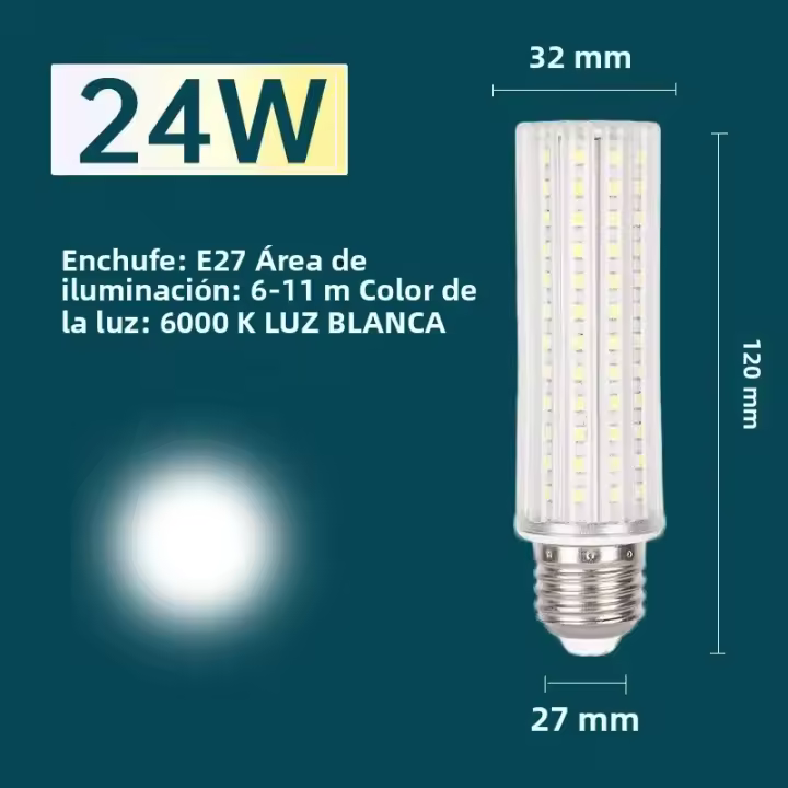 Bombilla LED 24W E27 E14 Para Iluminación De Hogar Y Baño Luz De Esquinas 6000K Bombilla Para Sala De Estar Y Dormitorio - 1