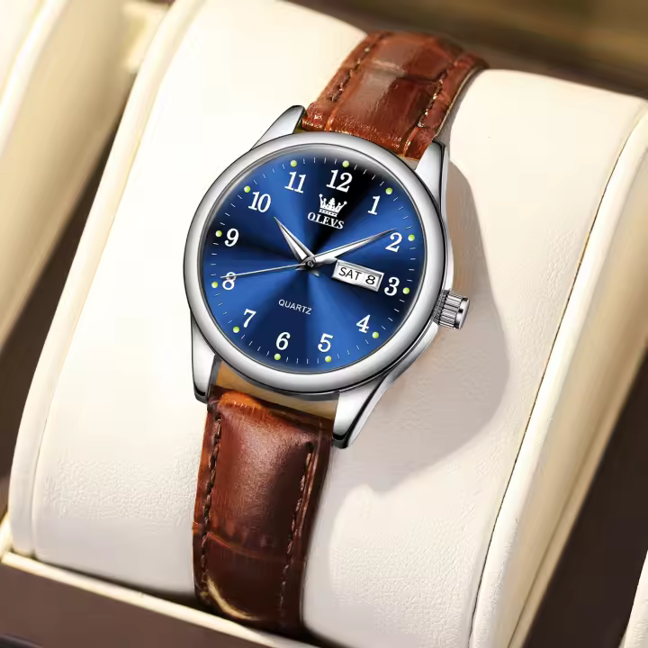 Reloj De Cuarzo Para Mujer OLEVS De Lujo Moda Con Correa De Cuero Resistente Al Agua Elegante Y Casual Para Diversos Usos - 1