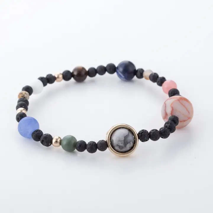 Pulsera Solar Sistema Galaxia Nueve Planetas Guardián Piedra Natural Hombres Mujeres Regalo Pulsera De Cuentas De Piedra Unisex - 1