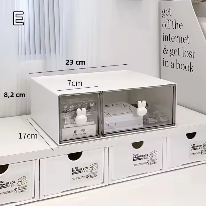 Organizador De Estación De Trabajo Con Manija De Conejo Caja De Cajones Combinados Multi-compartment Para Estudiantes Armario De Lápices - 1
