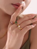 Encanto Aristócrata Rosa flor anillos para mujer 316L Acero inoxidable circón cúbico mujeres anillos de dedo joyería de moda impermeable impermeable delicado moda de lujo lágrima Zirconia pavé anillo de acero inoxidable para mujeres - details 1