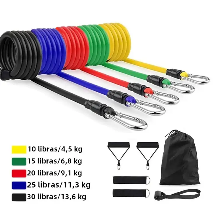 Conjunto De 11 Piezas Bandas De Resistencia Cuerda De Tensión Multiusos Para Entrenamiento De Musculación Elasticidad Adecuado Para Hombres Ejercicio De Fuerza - 1