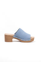 Lyla Wang Sandalias mujer mules con tacón alto y plataforma efecto madera con tachas y plantilla acolchada - details 39