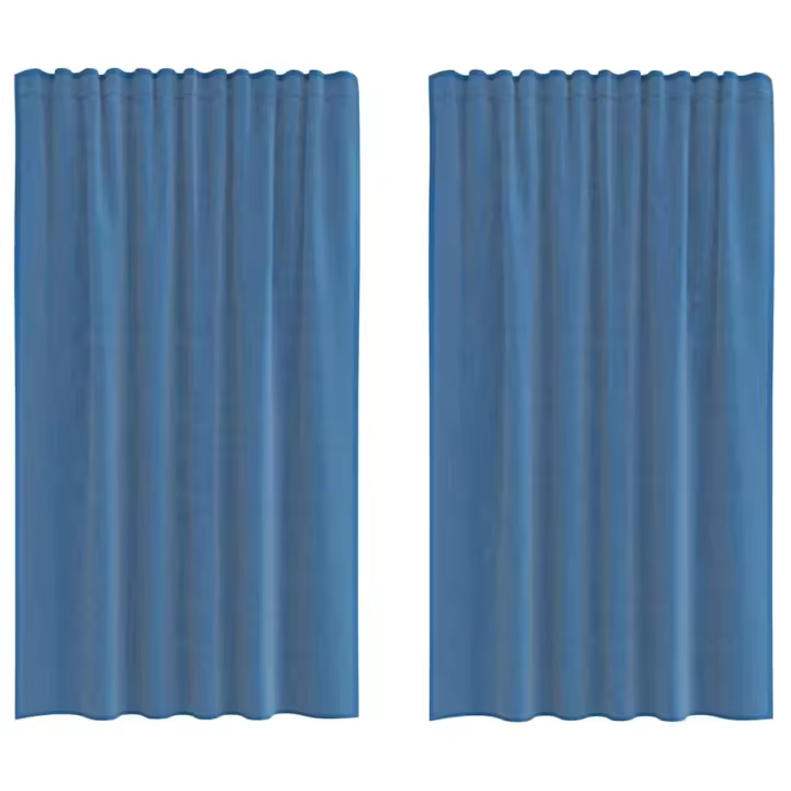 vidaXL Cortinas de gasa con bolsillos para varillas 2 uds. azul real - 1