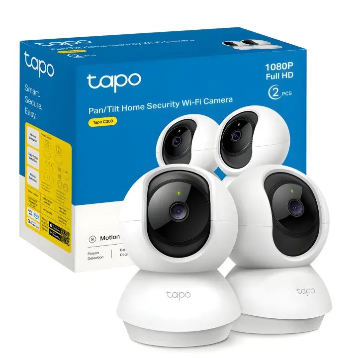 Tapo C200P2 - Cámara IP WiFi 360° Cámara de Vigilancia FHD 1080p,Visión Nocturna, Notificaciones en Tiempo Real, Admite Tarjeta SD,Detección de Movimiento,Control Remoto,Compatible con Alexa - 1