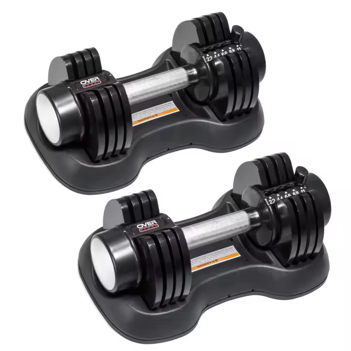 OVER SPORT Mancuernas Ajustables para Gimnasio o Hacer Deporte en Casa - Pesas con Discos Regulables para musculación para Hombre y Mujer- Pesas Ajustables. Elije entre las dos opciones - 1
