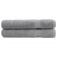 vidaXL Toallas premium 2 uds 100% algodón 100x200 cm 600 gsm Color Gris,  Marrón,  Morado y mas - details 0