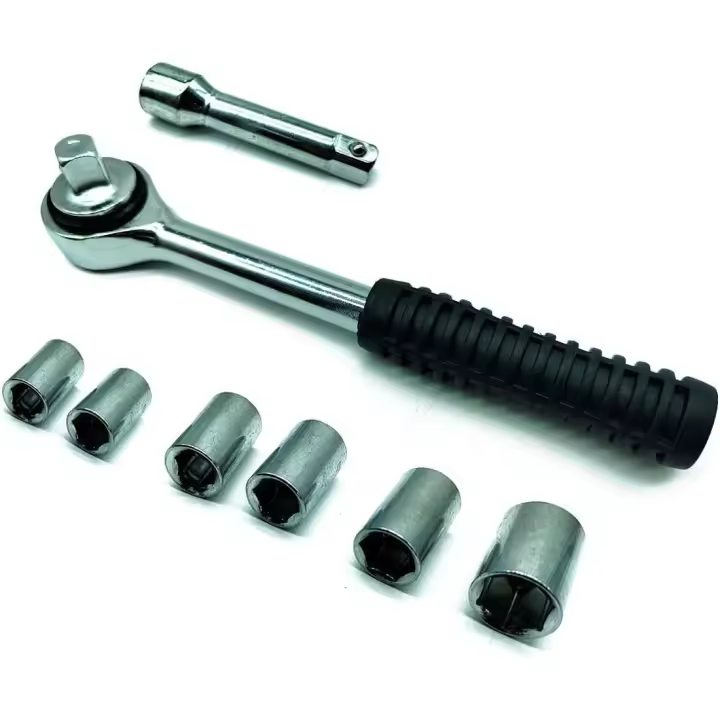 Juego de llaves Dinamométricas de 8 Piezas - Tamaños: 8, 9, 10, 11, 12 y 14 mm - Fabricado en Acero - Mango Ergonómico - Herramienta manual para bricolaje y garaje - 1