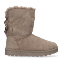 Davinia Shoes Botin Plano para Mujer, Estilo Australiano, Forrado de Pelo, de Punta Redonda y con Lazos en el Contrafuerte como Detalle, Otoño Invierno 2020 Shoes&Blues.es 2000-31-Camel - details 1