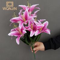 Ramo De Lirio Blanco Artificial De 9 Cabezas Decoración Floral Sintética Para El Hogar Regalo De Fiestas Y Bodas - details 0