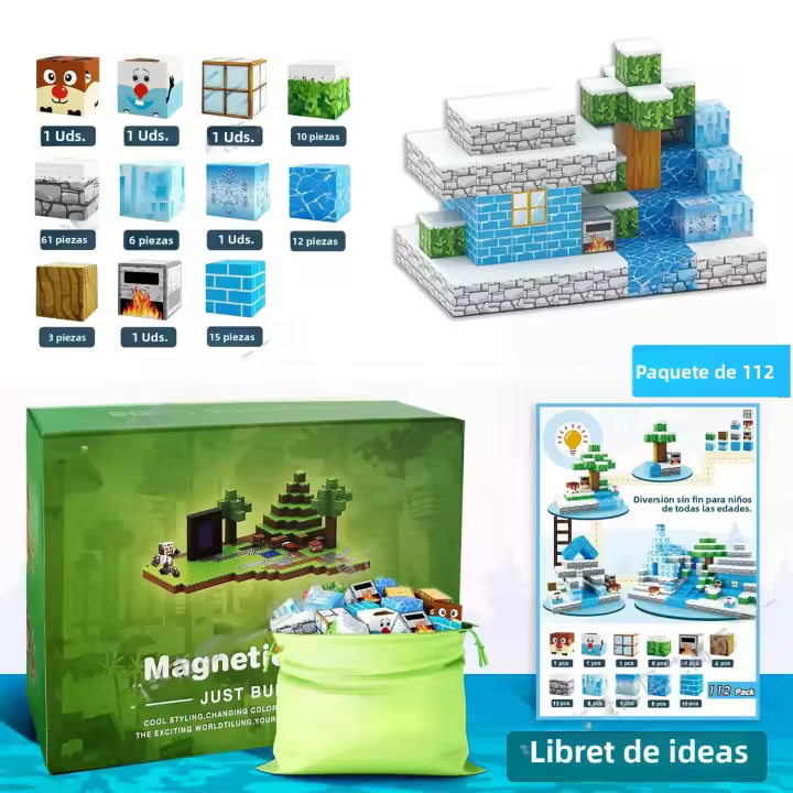 Bloques De Construcción Magnéticos Set De Mundo De Minas Para Niños Edad 3+ Modelo DIY Juguete Sensorial Montessori STEM Mejor - 1