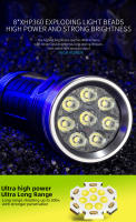 Linterna Táctica Recargable Super Brillante De 8 LED Con 5 Modos De Iluminación Para Camping Y Senderismo 4000 Lumen Impermeable Aluminio Negro - details 4
