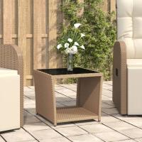 vidaXL Mesa de centro de ratán sintético y vidrio 45x45x40 cm en color Gris/Beige/Negro | estructura resistente ideal para salón dormitorio o estudio - details 1