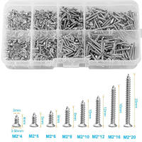 Kit De Clavos Autoperforantes De Acero Al Carbono Enrosqueados De Níquel M2x4 M2x5 M2x6 M2x8 M2x10 Con Juego De Tuercas De Bloqueo 800pcs/box - details 0