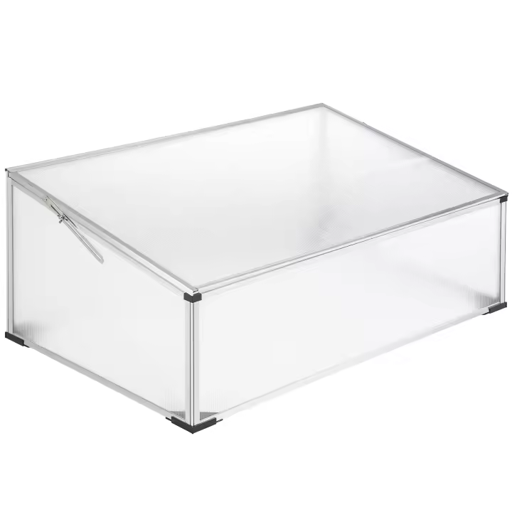 Tectake - Jardinera de protección de aluminio  Hojas de doble pared de 4 mm muy funcionales  Marco de aluminio de alta calidad  Buena ventilación gracias a su techo con cerradura - 1