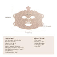 Máscara Facial De Silicona LED 3D Con Terapia De Luz Roja Para Belleza Y Cuidado De La Piel 7 Colores Reparación Y Blanchimente Sin Cable - details 22