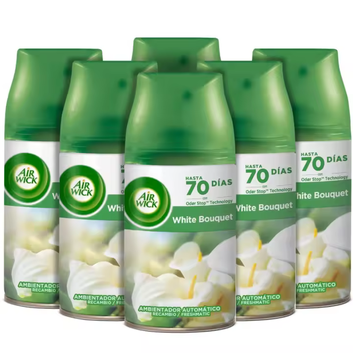 Air Wick Ambientador Freshmatic Aroma Flores Blancas Pack 6 recambios - 1
