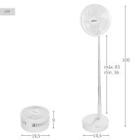 Aktive - Ventilador inalámbrico, color blanco, plegado compacto, 19,7x19,7x97,5 cm, 4 modos aire, 2-6 horas de autonomía, tubo telescópico de 36-83 cm, incluye cargador USB, recargable en 4,5 h, posición de bloqueo, ventilador con batería - details 3
