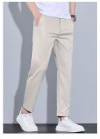 Pantalones Casuales Para Hombre De Verano Largo Hasta El Tobillo Ajustados Color Sólido Moda Fitted Cierre Elástico Talla 28-38 - details 10