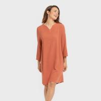TRAMAS+ Vestido de Lino para Mujer Lisa, Tejido Fresco y Transpirable, Corte Suelto, Estilo Casual y Elegante - details 2