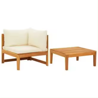 VIDAXL set de muebles de jardín madera de acacia con cojín en acabado color marrón y blanco crema vida xl - 1